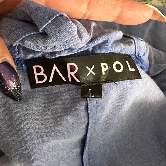 NWOT Bar x POL ocean blue hooded tunic top Sz L - Picture 5 of 7